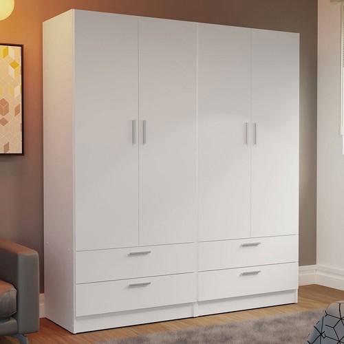Madesa 4 Doors 4 Drawers Storage Cabinet Wardrobe Shelves Hanging Space 63 Inch - Picture 13 of 22