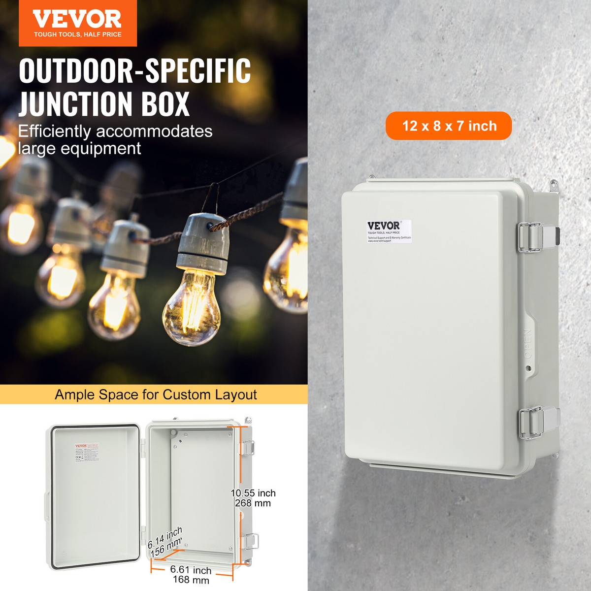 Outdoor Junction Box 11.81x7.87x7.08 in ABS Plastic Electrical