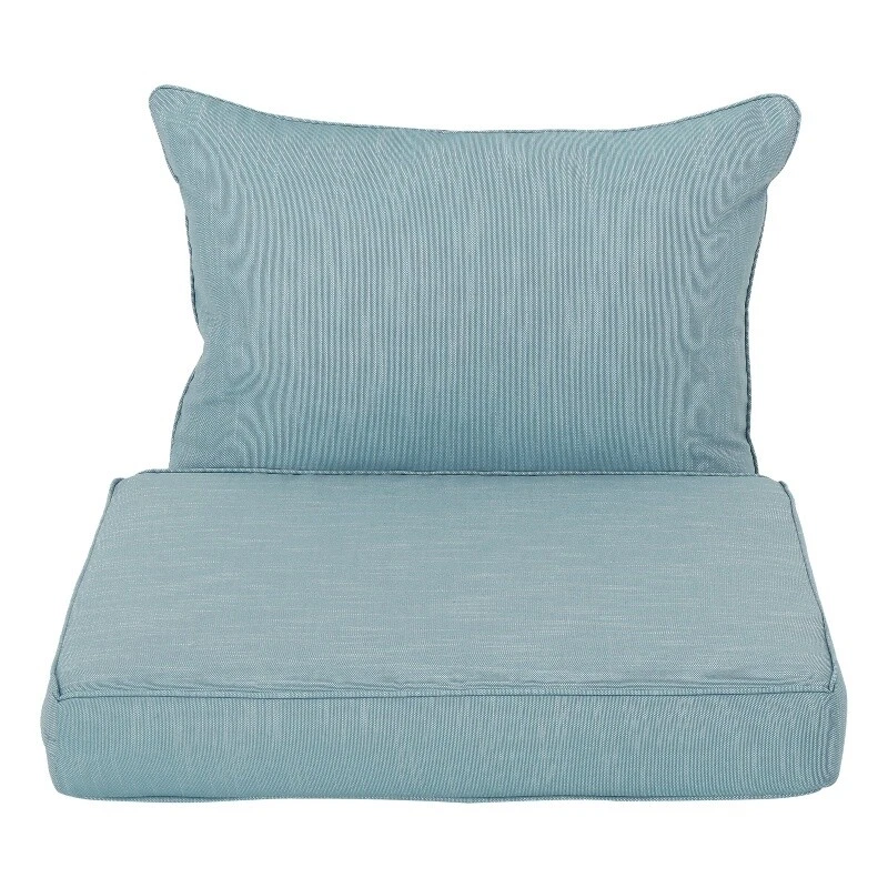 Noble House Attola Outdoor Fabric Club Chair Cushions with Piping in Teal