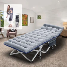 H&ZT Folding Camping Cot Bed Rollaway Guest Sleeping Cots Mattress Carry Bag