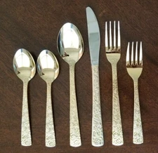Vintage Cellini Romanesque Golden Flatware Japan 6 Piece Place Setting