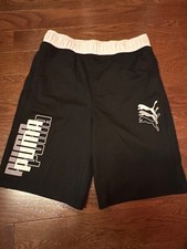 Puma Boys YouthTraining Basketball Gym Athletic shorts Black white L 14/16