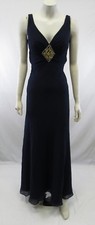 DAVE & JOHNNY BEADS SEQUINS FORMAL PROM NAVY CHIFFON DRESS WOMEN'S SIZE 0 #PD77