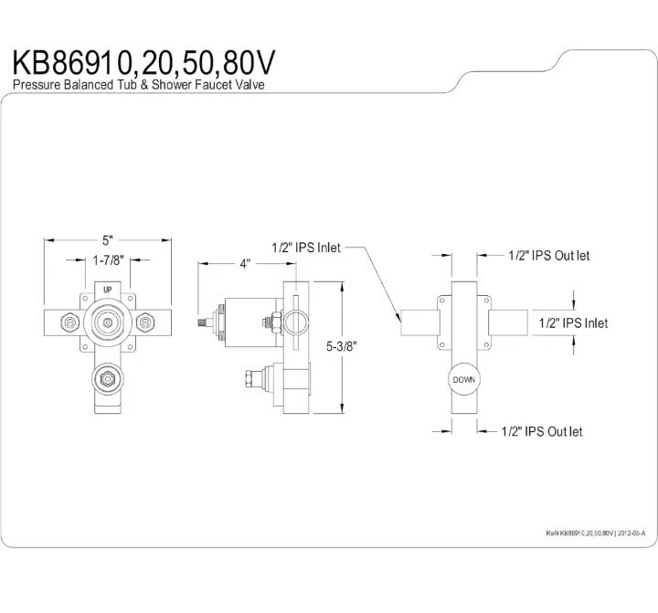 Kingaton Brass KB86910V Pressure Balanced Tub and Shower Valve, with Stops - Image 2 of 4