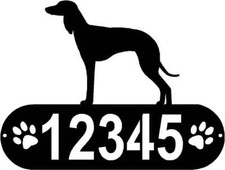 Saluki Dog PAWS House Address Sign or Name Plaque - Made in USA