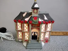 Christmas Village COKE Town Square Central High School Lighted HOUSE POCELAIN