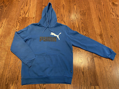 Puma Men's Hoodie Sweatshirt Royal/Teal Blue w/ Logo and Pocket Size Medium