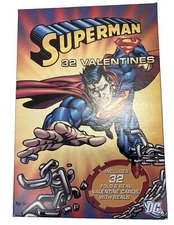 Superman Valentines 32 Fold & Seal Cards 8 Dynamic Designs Age 3+