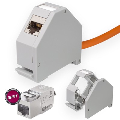 Cat.6A 6 a 5e Keystone Modul Jacks Halterung Hutschienenadapter für RJ45 LAN STP