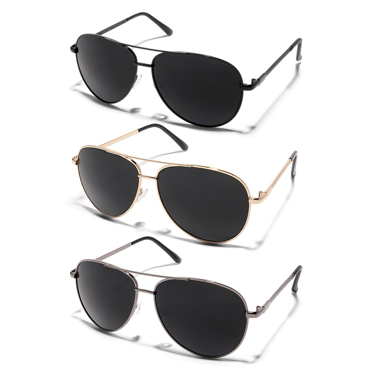 ShadyVEU Oversized Super Dark Design Aviators Metal Frame 