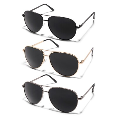 ShadyVEU Oversized Super Dark Design Aviators Metal Frame Mens Womens Sunglasses