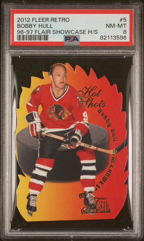 BOBBY HULL 2012-13 UPPER DECK FLEER RETRO HOT SHOTS SP PSA 8 POP 1 BLACKHAWKS