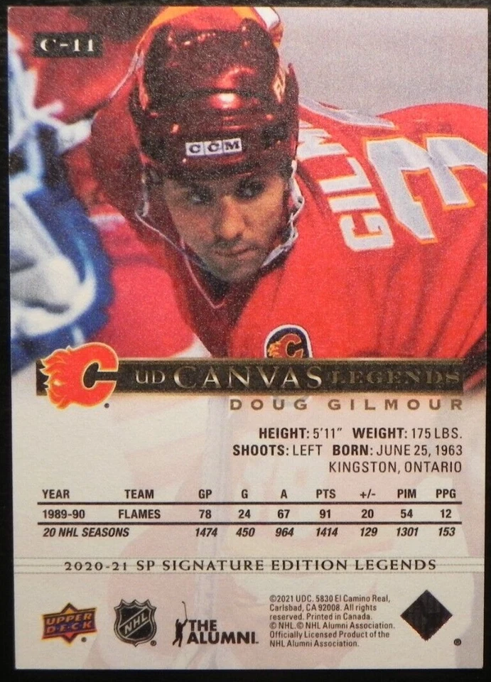 2020-21 20/21 SP Signature Edition Legends UD Canvas C-11 Doug Gilmour Flames - Image 2 of 2