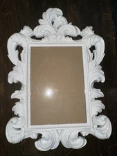 VTG French Style Ornate Picture Frame 5X7 White Resin Victorian Baroque Ornate