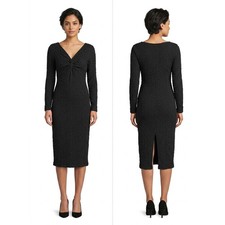 NWT Astr THE Label Black Sheath Midi Knit Lined Dress Women Size XS