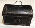 Antique Tin Miniature Doll Child 19th Century Painted Cash Document Box Toleware — photo 1