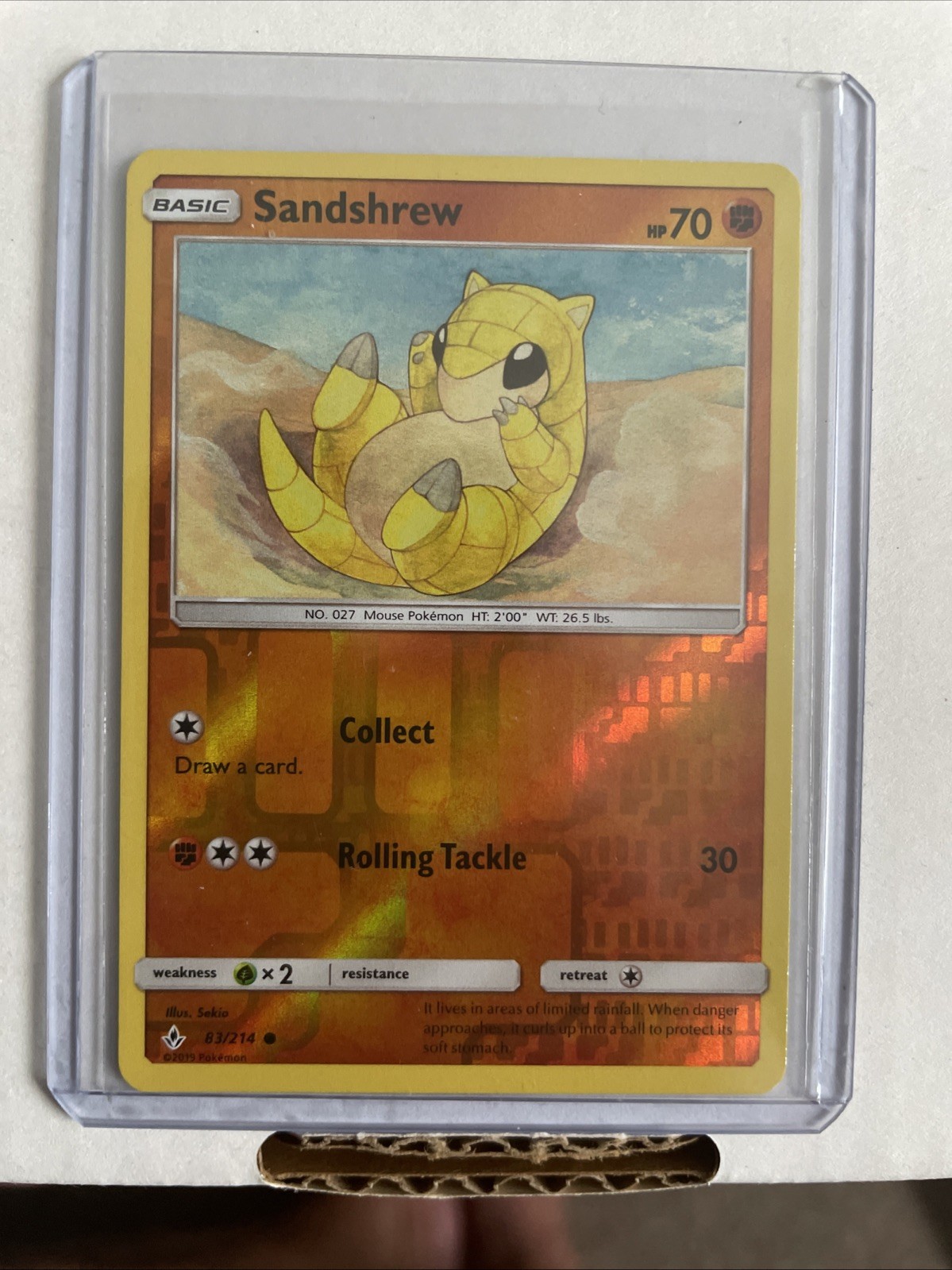 REVERSE HOLO Pokemon TCG Sun & Moon Unbroken Bonds Card Sandshrew 83/214