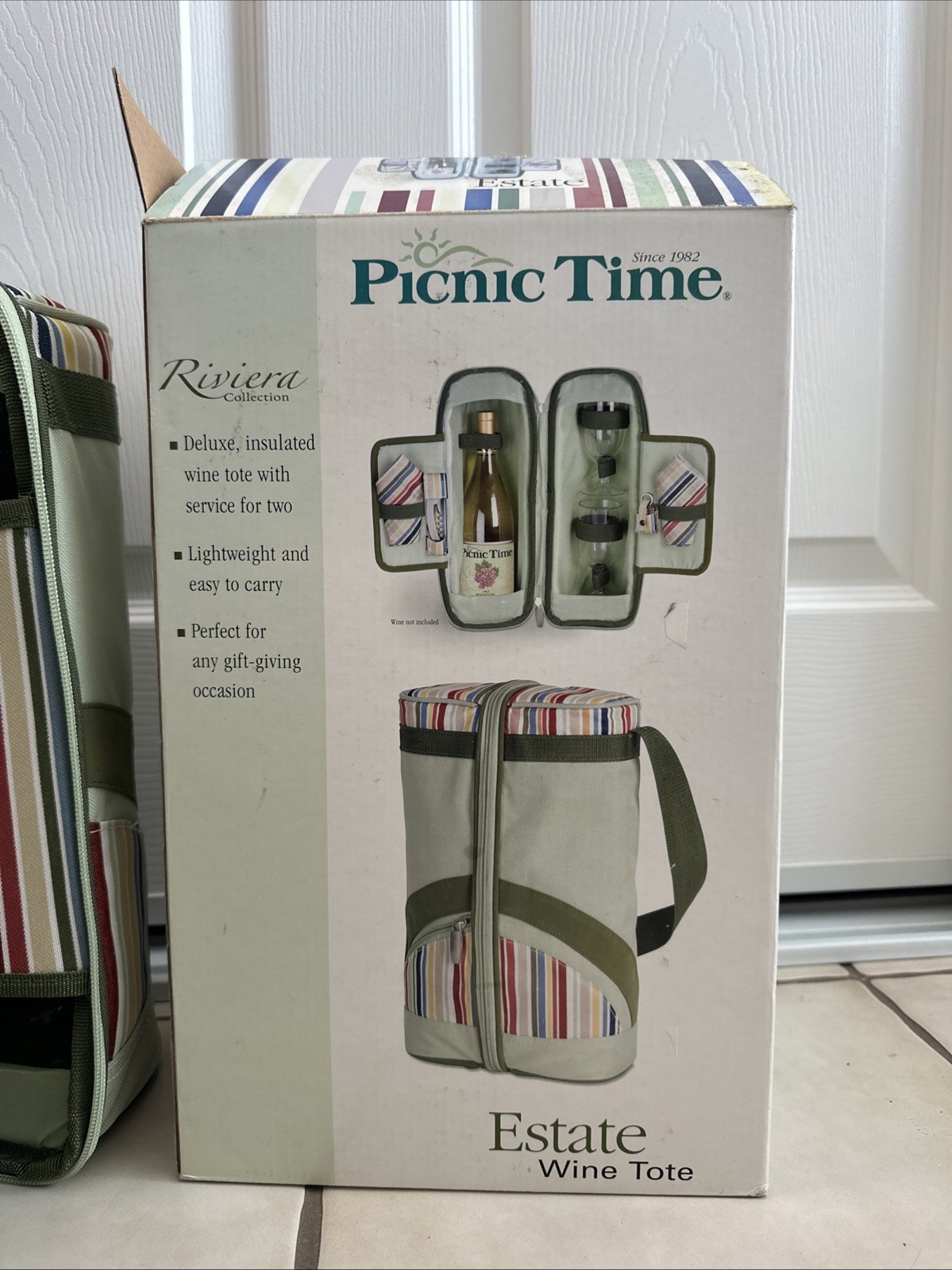 Picnic Time Estate Classic Deluxe Insulated Wine Tote with c