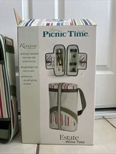 Picnic Time Estate Classic Deluxe Insulated Wine Tote with cups and corkscrew