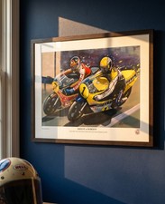 BARRY SHEENE & KENNY ROBERTS limited edition print by Greg Tillett MotoGP A3