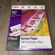 Mead Banner Paper 100 Continuous Sheets 8.5 x 11 in. New Sealed