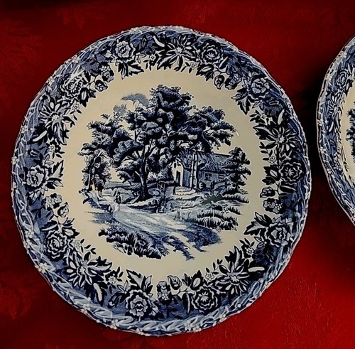 Country Style Blue by Grindley Staffordshire England Set 3 Coupe Cereal Bowls - Picture 2 of 12