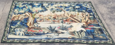 Vintage Französischer Nadelspitze Floral Handarbeit Wandbehang Wandteppich 194x121 cm