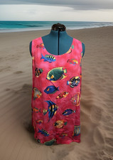 Vintage Womens 1X Colorful Tropical Cover Up Dress Beach Resort wear (see pics)