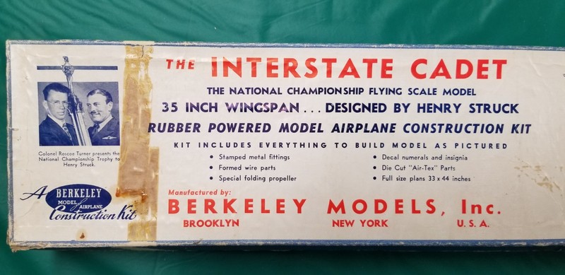 Berkeley Interstate Cadet Model Airplane kit 35" wingspan Brooklyn NY vintage
