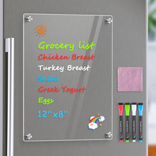 12"X8" Acrylic Magnetic Whiteboard for Fridge, Small Clear Refrigerator Dry Eras