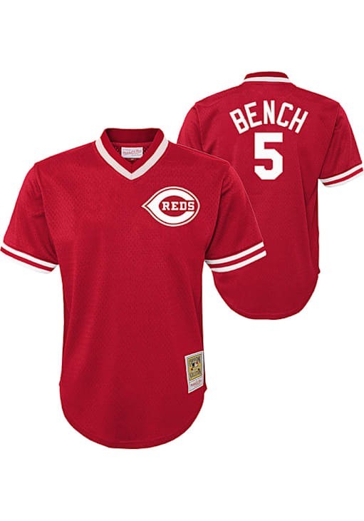 Mitchell & Ness Cincinnati Reds Johnny Bench #5 Jersey-Red White Size 48(XL)