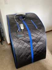 SereneLife Infrared Sauna One Person Portable with Foot Pad Black