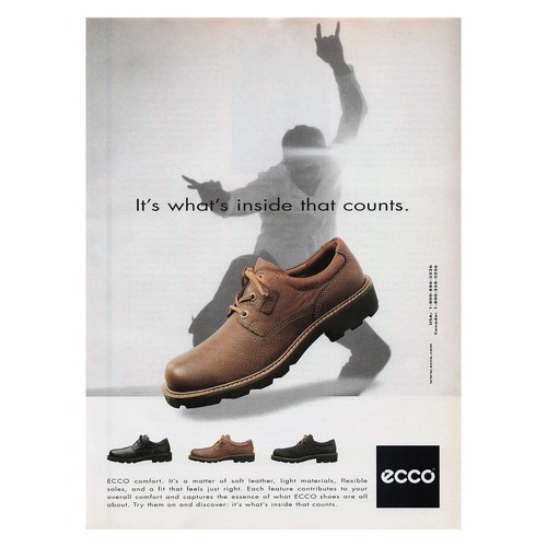 Chaussures homme Ecco vintage magazine imprimé publicité mode 2002