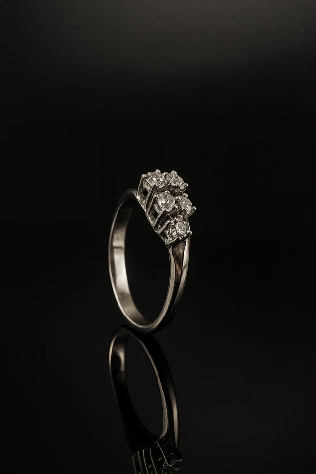 585  Gold Ring mit Diamanten 0,30 Karat  Diamantring in 18Kt Weißgold Gr 2,9 💍 - Bild 3 von 4