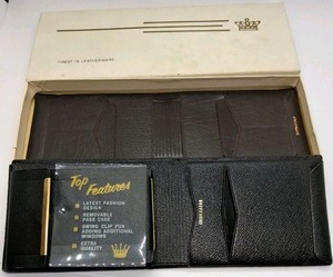 2 Buffalo Calf Wallets, New/Old Stock, Brown & Black w/Jet Swing & Original Box