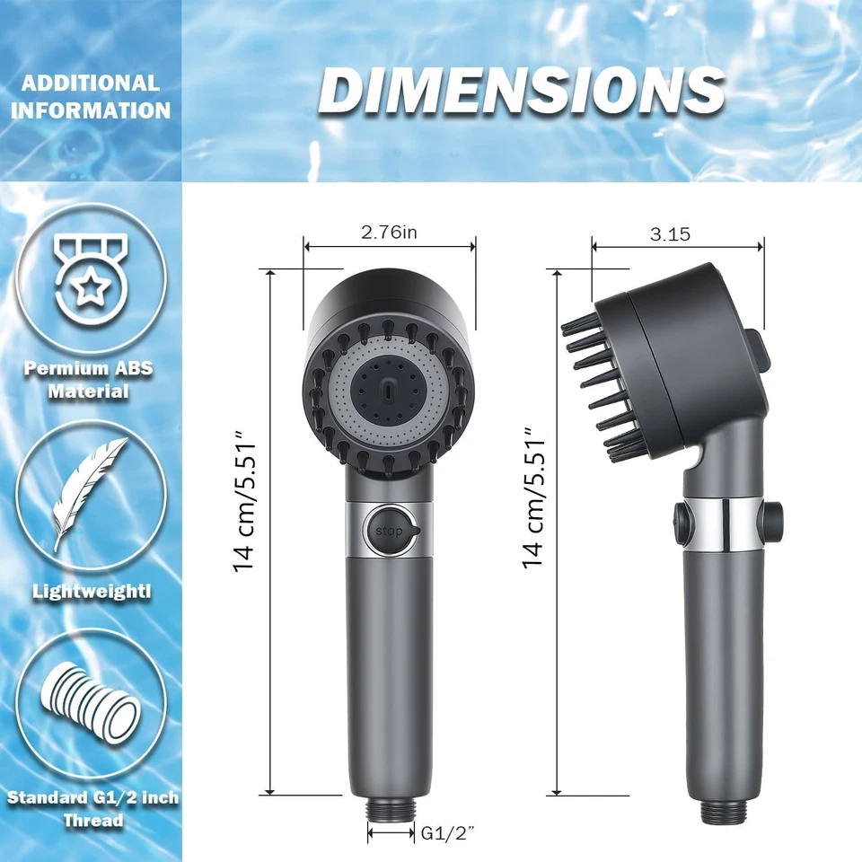 Filtered Shower Head with Handheld High Pressure Showerhead Filter 4 Spray Mode - Image 3 of 4