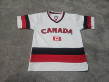 Canada Team Jersey Hockey Fan Shirt White Snowcap Polyester - Kids Size Small