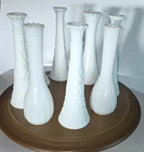 Vintage White Milk Glass Bud Vases Lot of 8 Mixed Wedding Table Decor Extra Vase