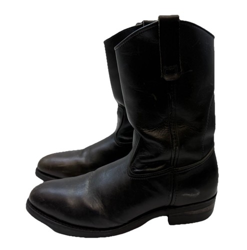 Vintage Red Wing Pecos Stiefel Herren 10,5 B Schwarz Leder Stahlkappe Biker Western - Bild 9 von 24