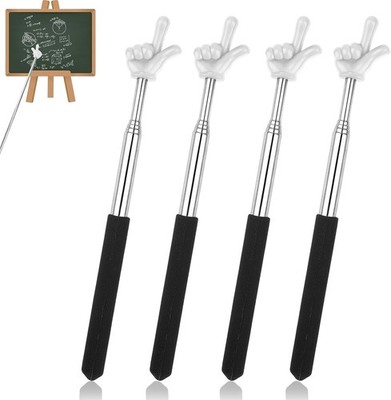 4 Stück Zeigestab Ausziehbar, Edelstahl Zeigefinger Stab, Teleskop Lehrer