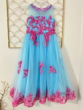 Girls Blue  Pink Lace Flower Girl Pageant Dress Princess Gown Tulle