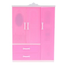 1/12 1/6 Dollhouse Miniature Pink Plastic Wardrobe for Dolls House Accessories'