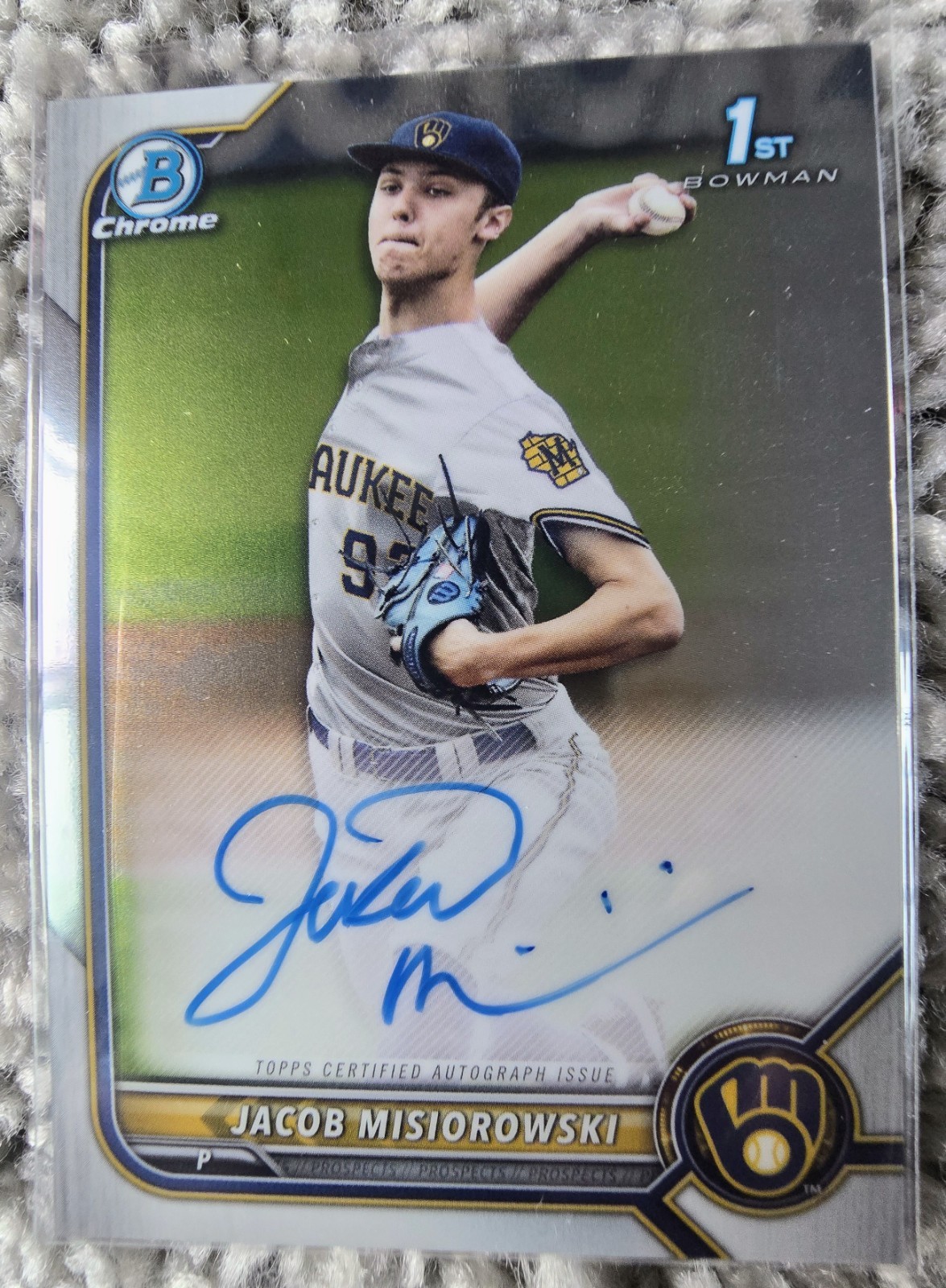 2022 Bowman Chrome Jacob Misiorowski Auto 1st Brewers CDA-JMI