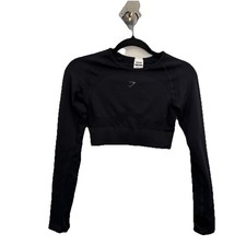Gymshark Flex Long Sleeve Seamless Crop Top Black Size Small