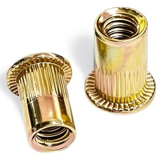 Rivet Nuts, 70 Pcs, 1/4-20 UNC, Flat Head, Zinc-Plated Carbon Steel