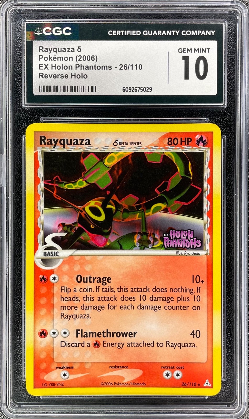 Pokemon Rayquaza Reverse Holo EX Holon Phantoms #26 CGC 10 Gem Mint
