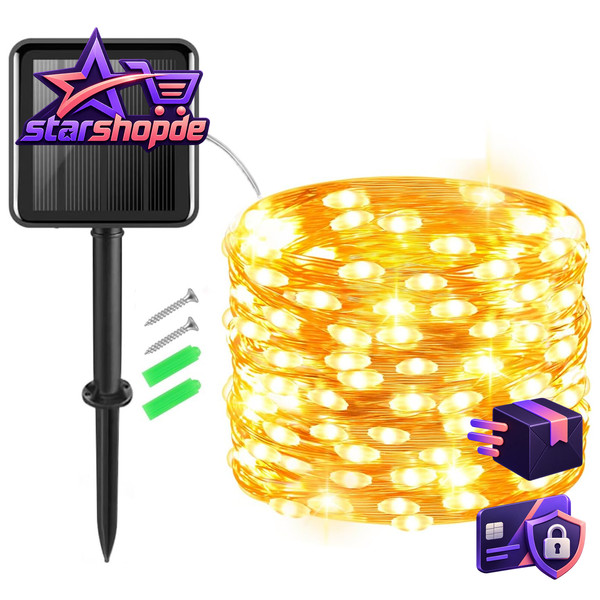 Solar Lichterkette 5M 50LED IP65 Wasserdicht 8 Modi FüR Garten Terrasse Balkon-image