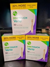 OneTouch Verio Test Strips 30ct - 3 Boxes 90 Strips Exp 5/2027 Free Shipping