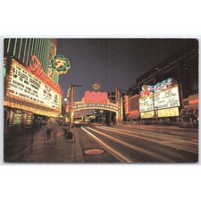 Postcard Reno Arch Night View Casino Lights Nevada