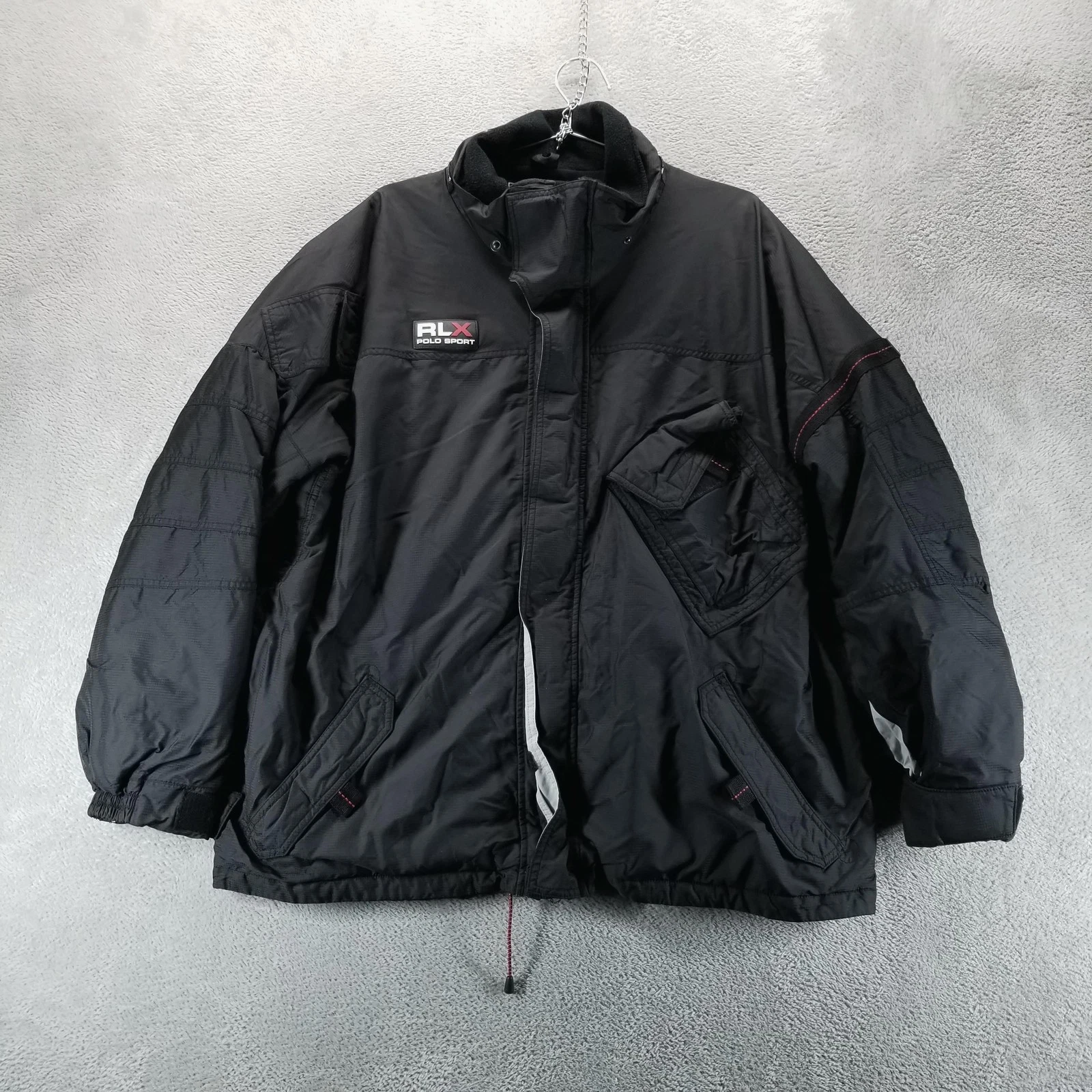 RLX Polo Sport Jacket Mens XL Black Ski Insulated Nylon Winter Snow Outdoor